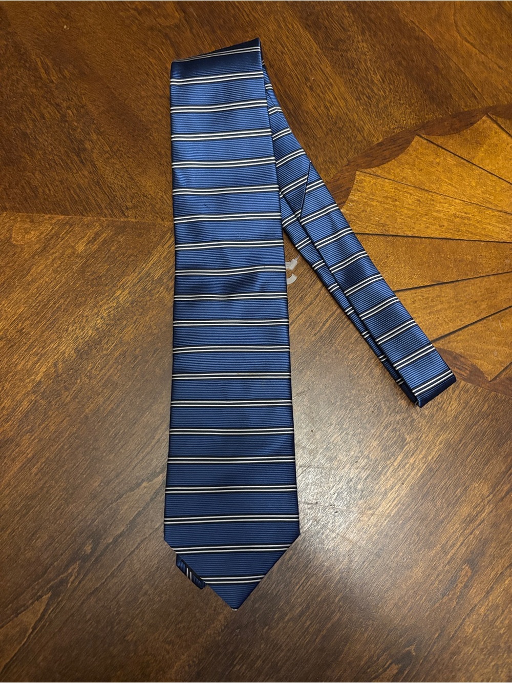 Striped 100% Silk Navy Blue Men's Tie - Refined Work & Event